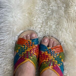 💯 leather Colorful Woven Women's Sandals